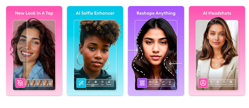A screenshot of the popular app FaceTune AI - from Google's Play Store