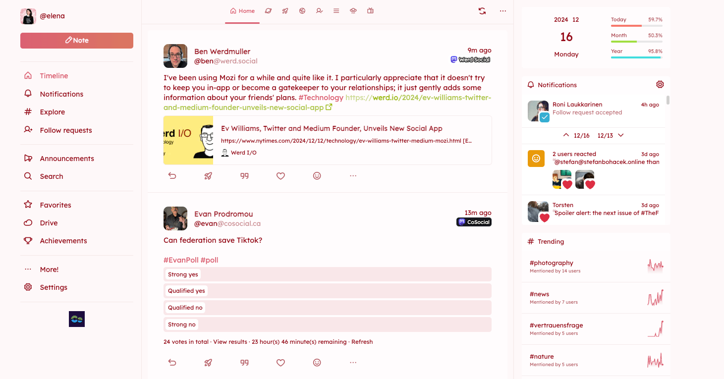 a screenshot of my Sharkey home feed