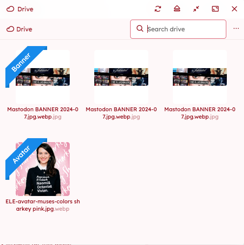 a screenshot showing my Sharkey "Drive" - storing the media files I have uploaded