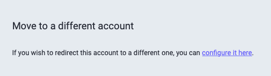 A screenshot of a Mastodon setting that says "Move to a different account"