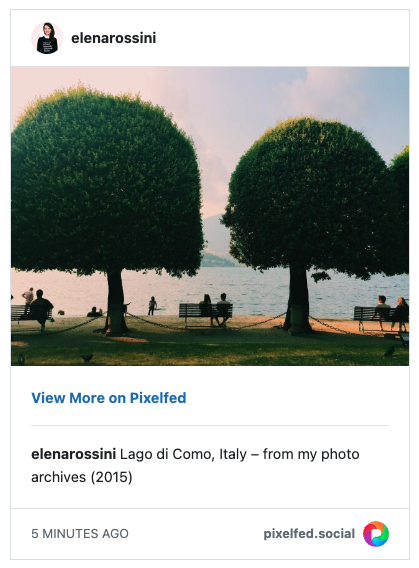 a screenshot of a photo of Lake Como I posted on Pixelfed
