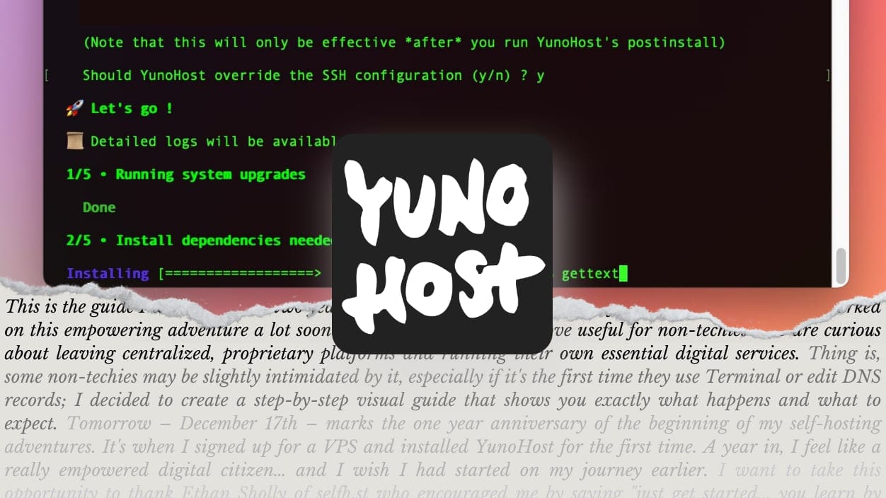 A newbie's guide to self-hosting with YunoHost. Part 2: installation & setup A newbie's guide to self-hosting with YunoHost. Part 2: installation & setup